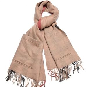 BURBERRY Cashmere/Wool Nova Check St. Helene Blanket Fringe Scarf w/Pockets